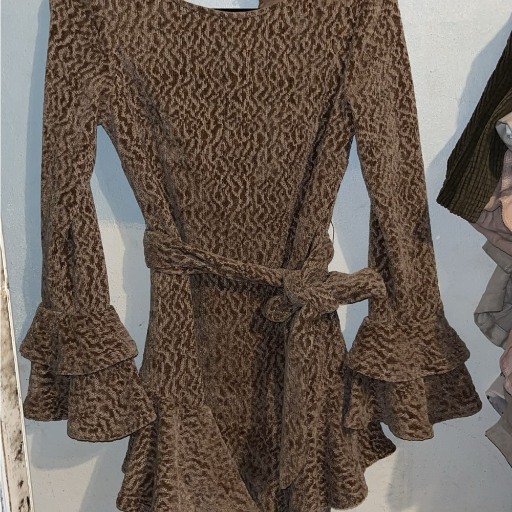Elegant Brown Textured Dress